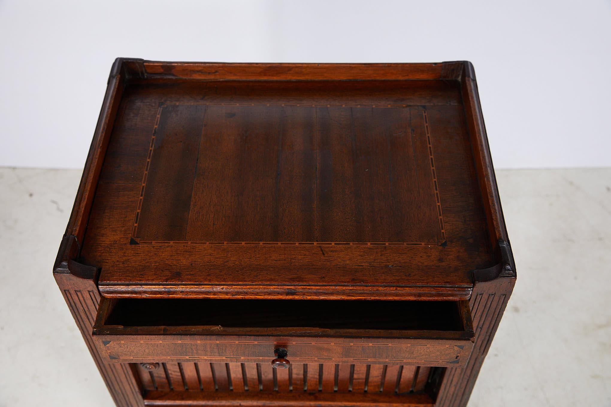 19th Century Inlaid Tambour Front Side Table 2