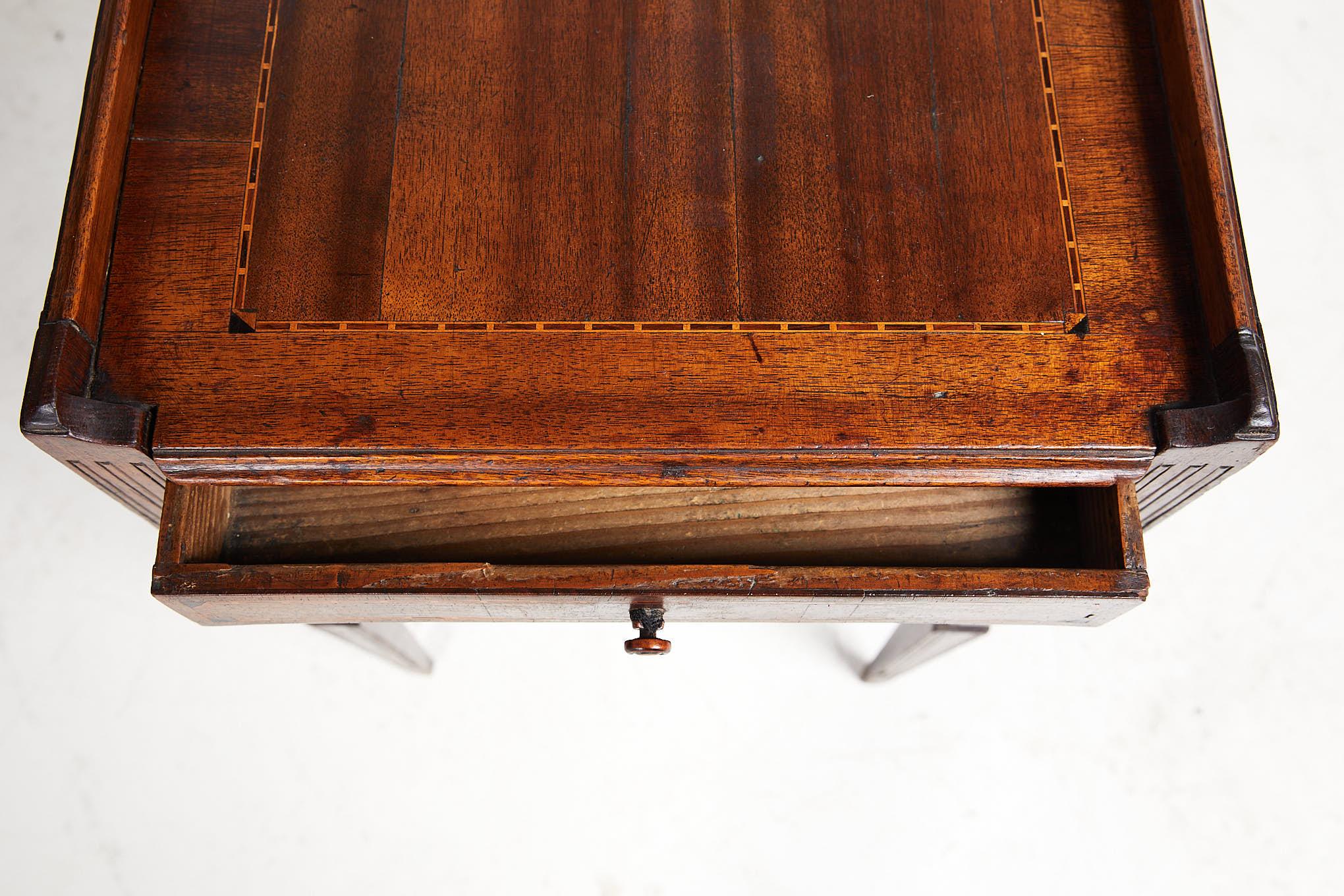 19th Century Inlaid Tambour Front Side Table 3