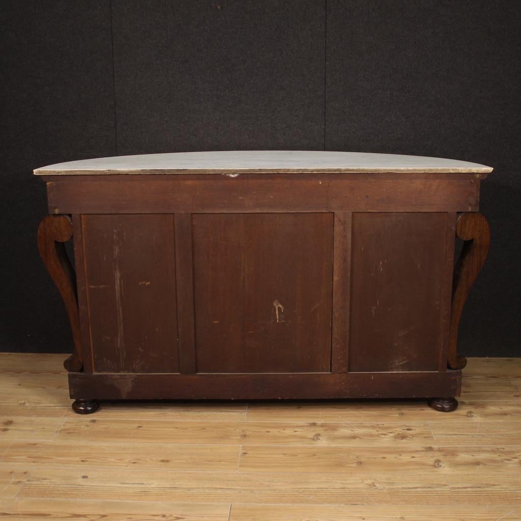 19th Century Inlaid Walnut Rosewood Maple French Half Moon Sideboard, 1830s For Sale 2