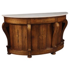 19th Century Inlaid Walnut Rosewood Maple French Half Moon Sideboard, 1830s