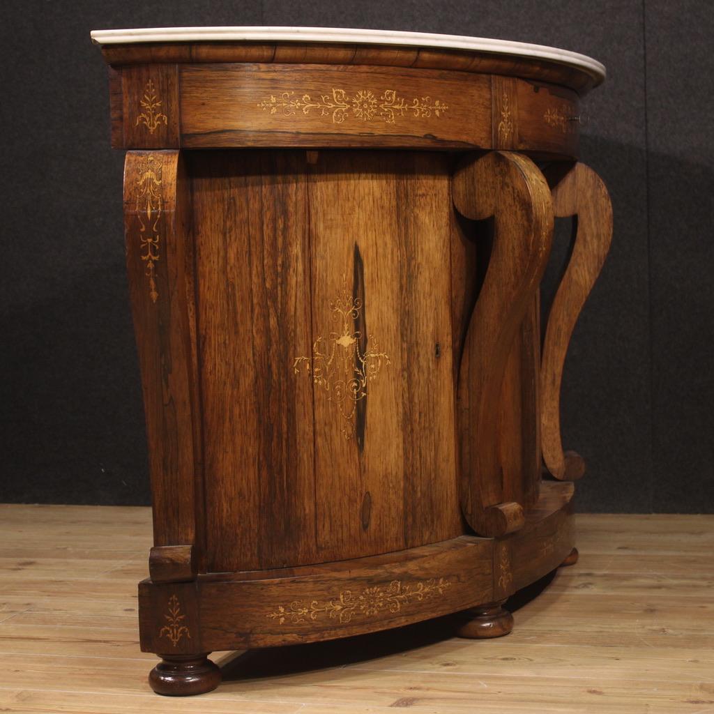 19th Century Inlaid Walnut Rosewood Maple French Sideboard, 1830 In Good Condition For Sale In Vicoforte, Piedmont