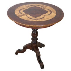 19th Century Inlaid Walnut Round Gueridon Table or Pedestal Table
