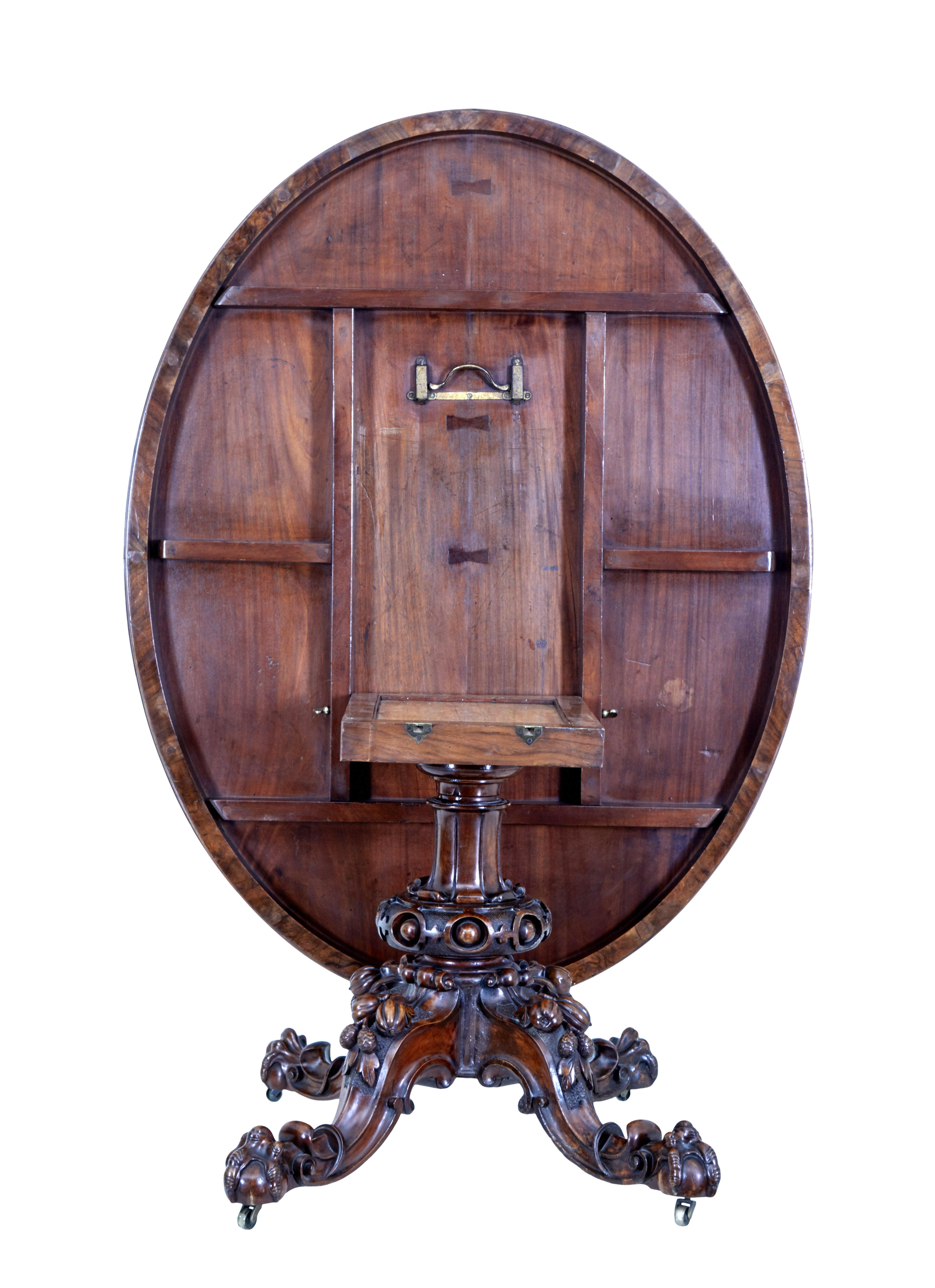 English 19th Century Inlaid Walnut Tilt Top Table