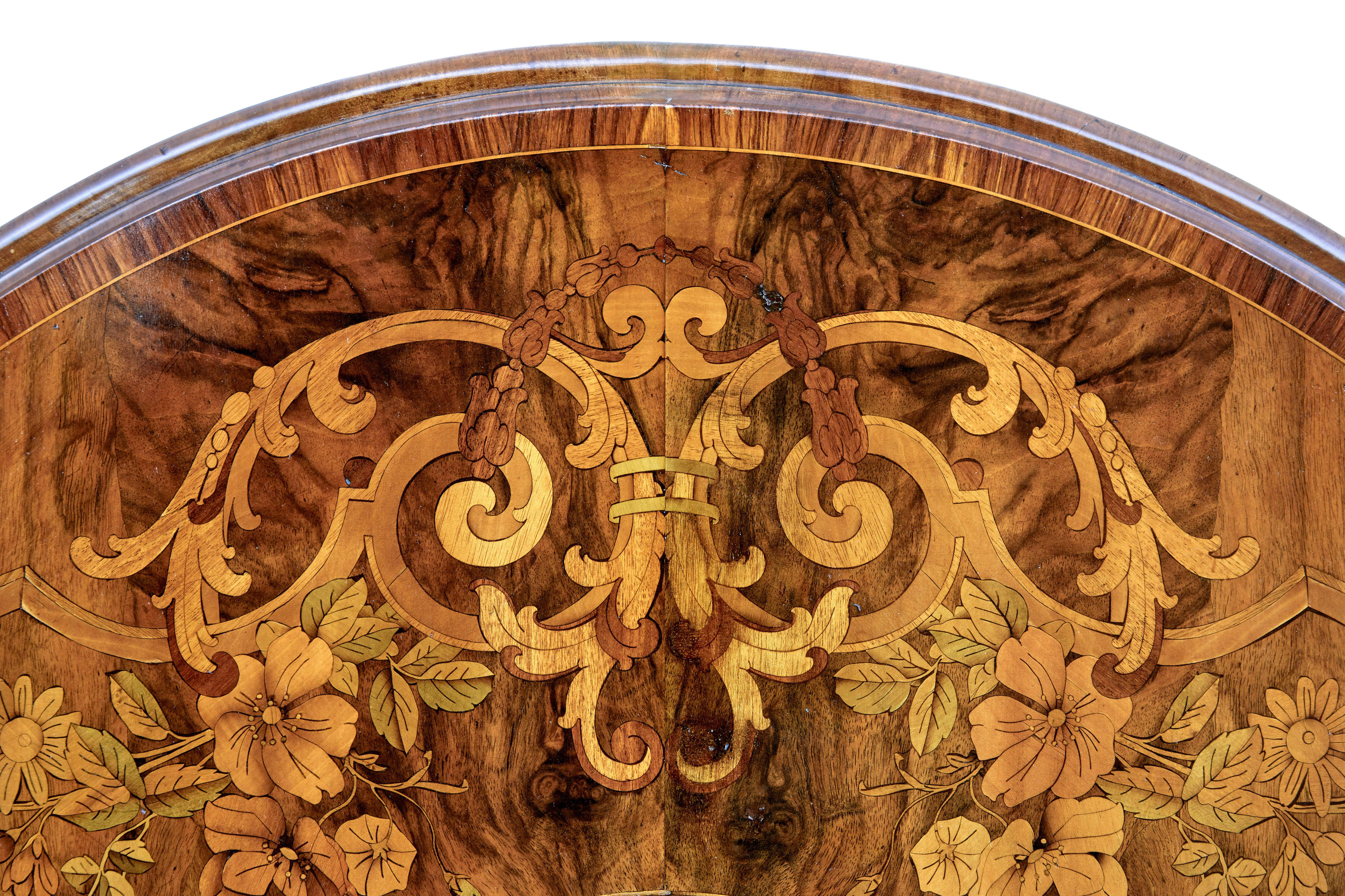 19th Century 19th century inlaid walnut tilt top table For Sale