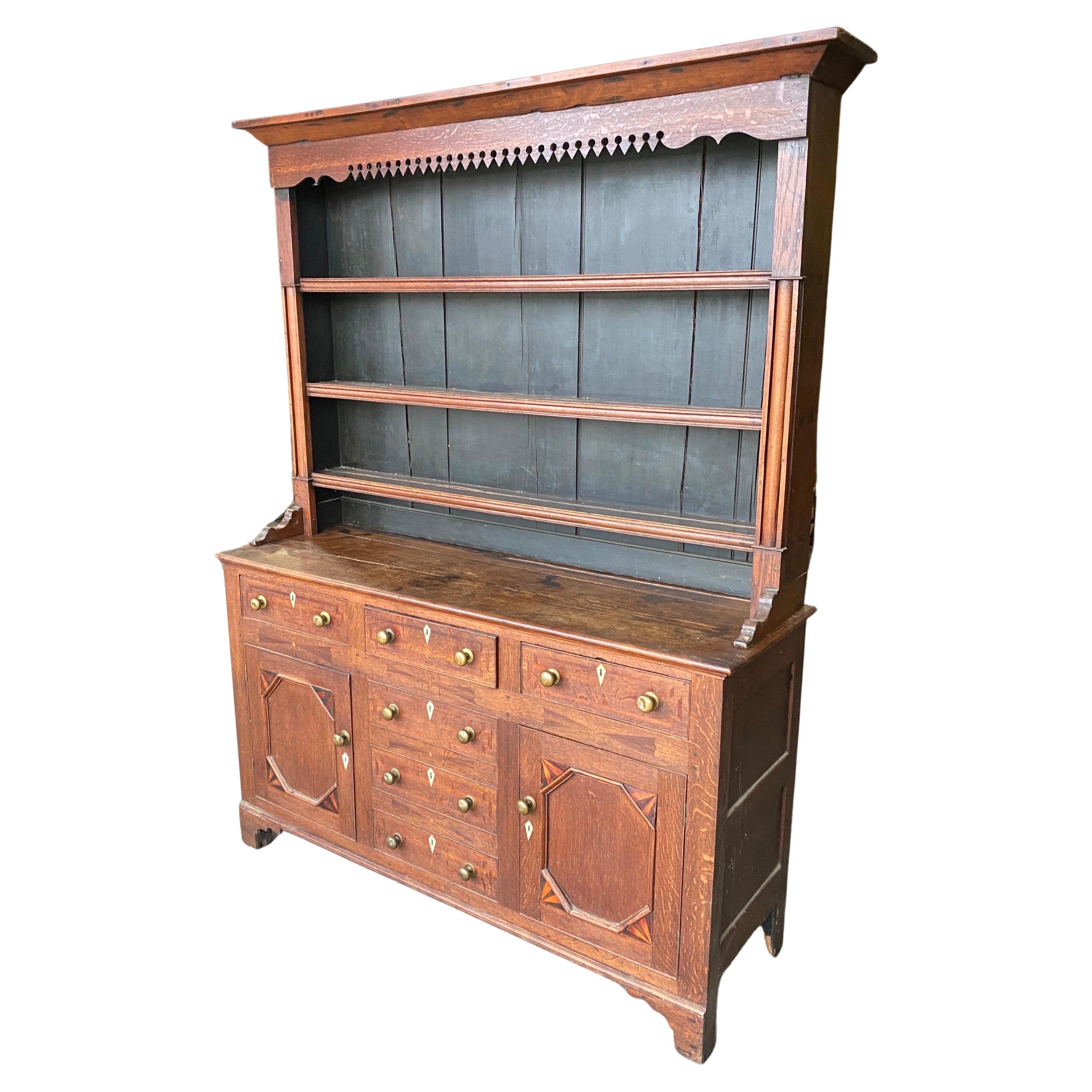 19th Century Inlaid Welsh Oak Cupboard For Sale