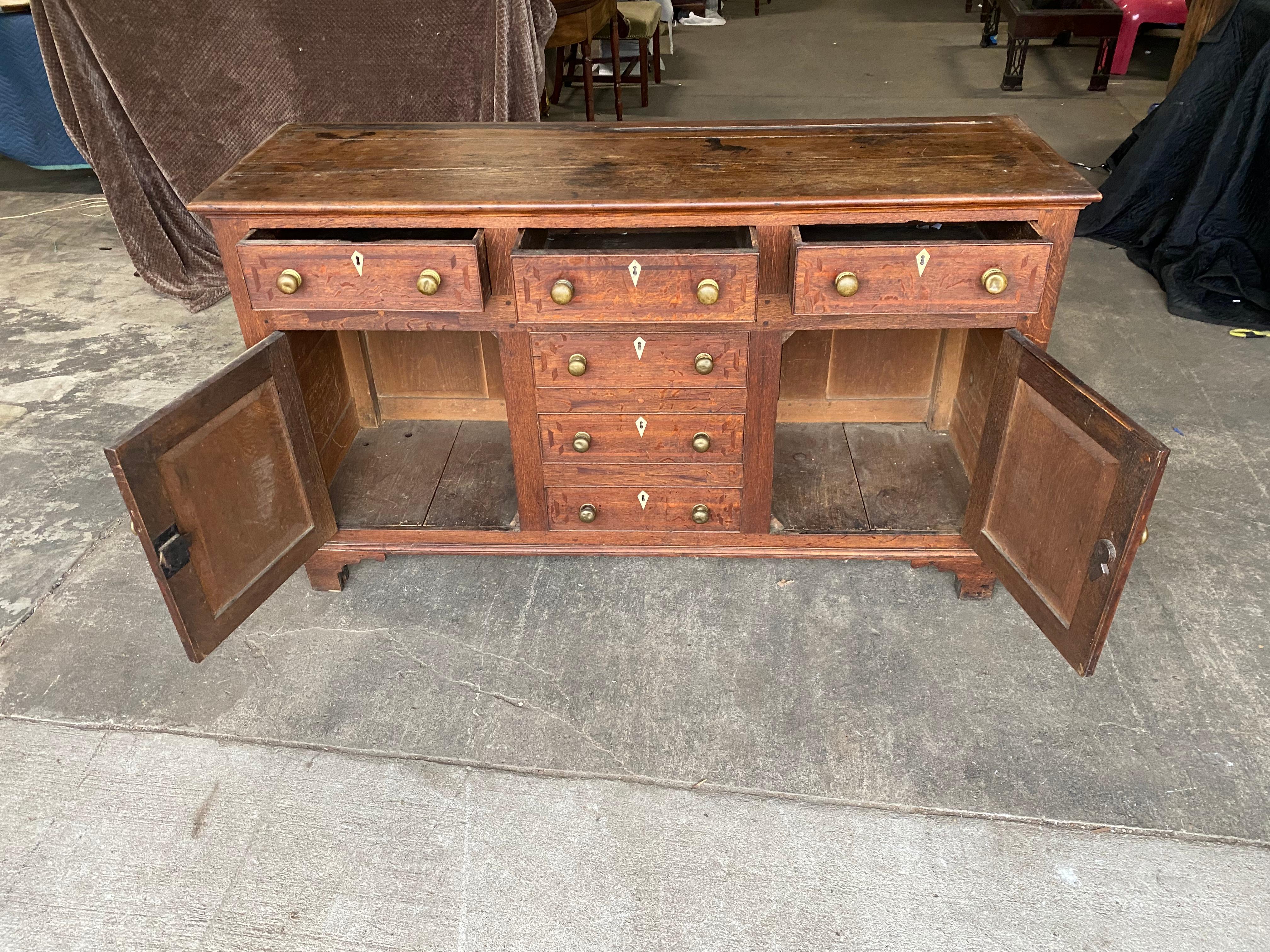 19th Century Inlaid Welsh Oak Dresser Base In Good Condition For Sale In Charleston, SC