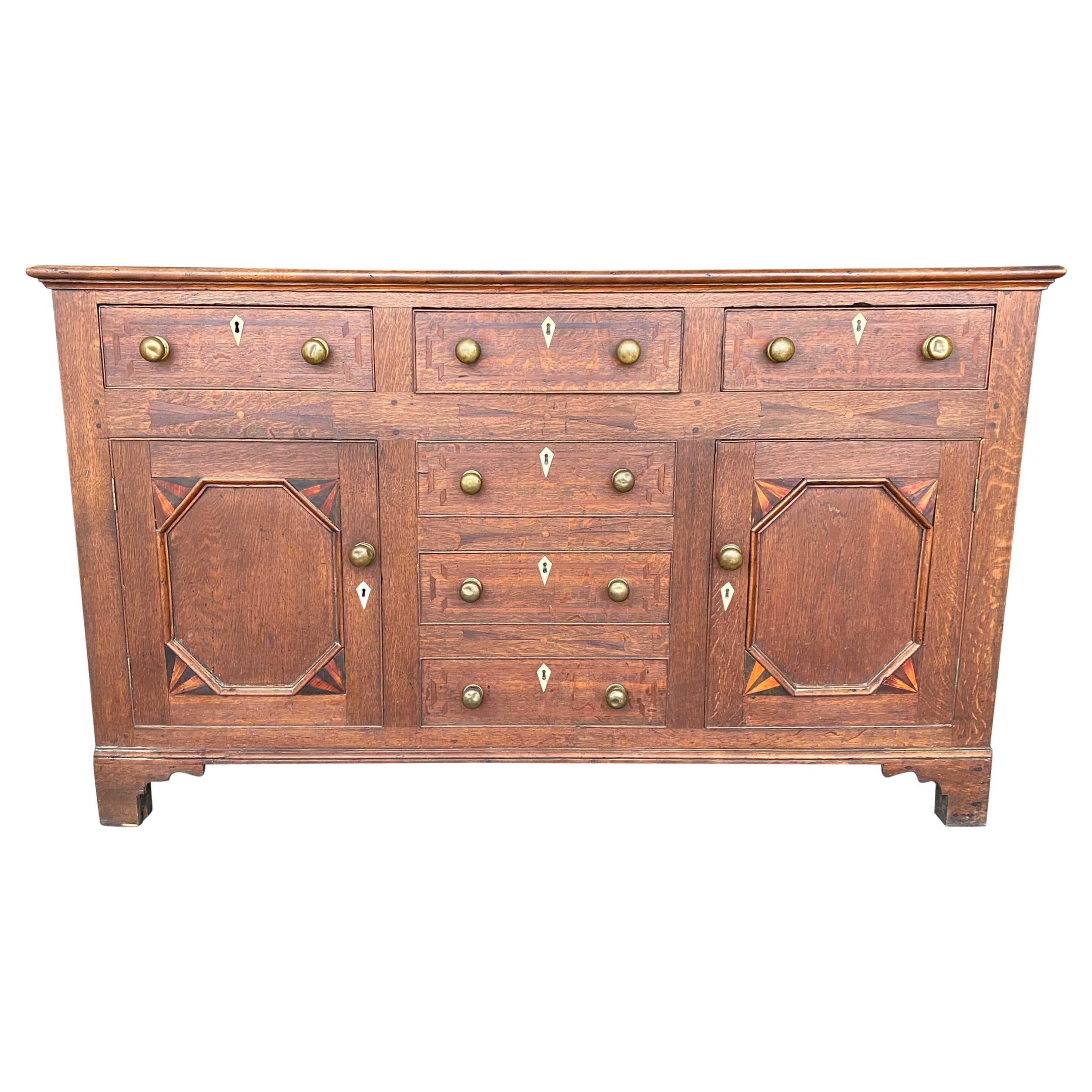 19th Century Inlaid Welsh Oak Dresser Base