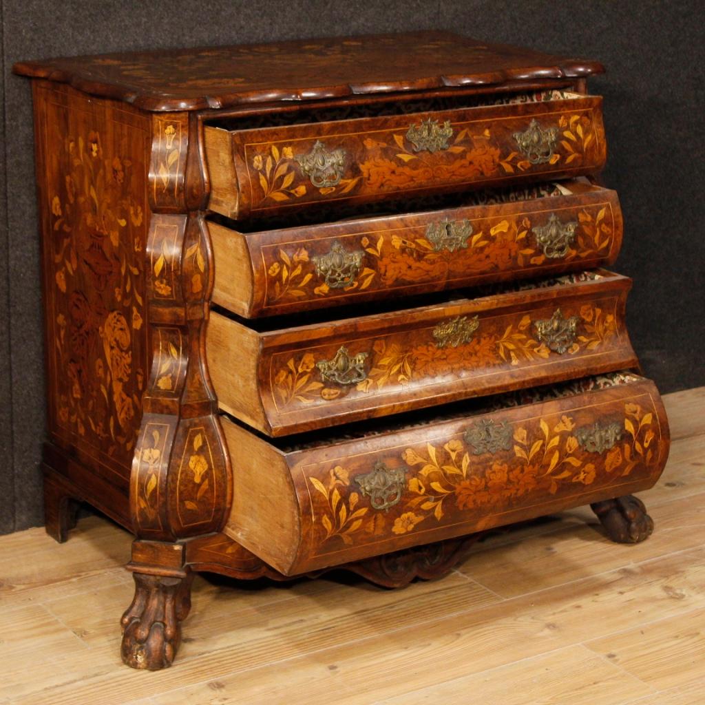 19th Century Inlaid Wood 4 Drawers Dutch Dresser, 1870 6
