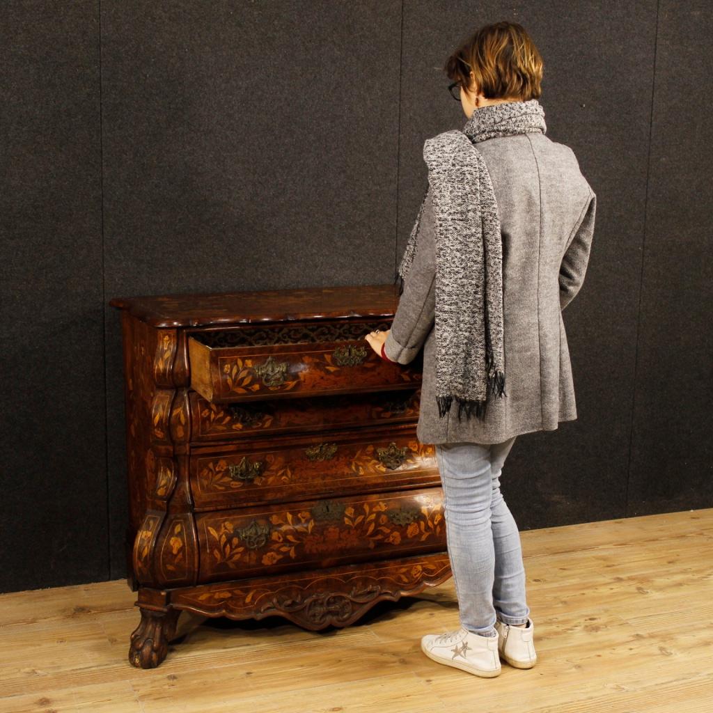 19th Century Inlaid Wood 4 Drawers Dutch Dresser, 1870 7