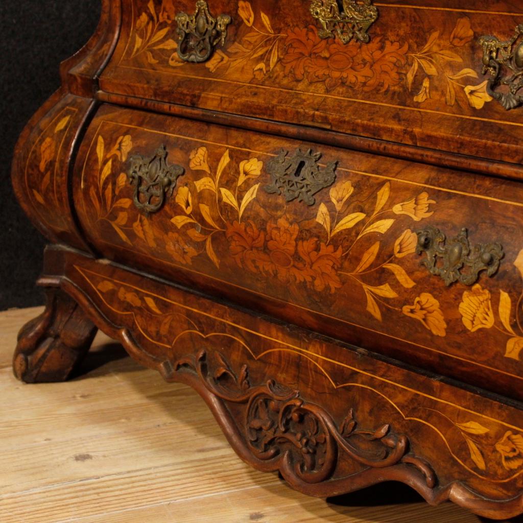 19th Century Inlaid Wood 4 Drawers Dutch Dresser, 1870 1