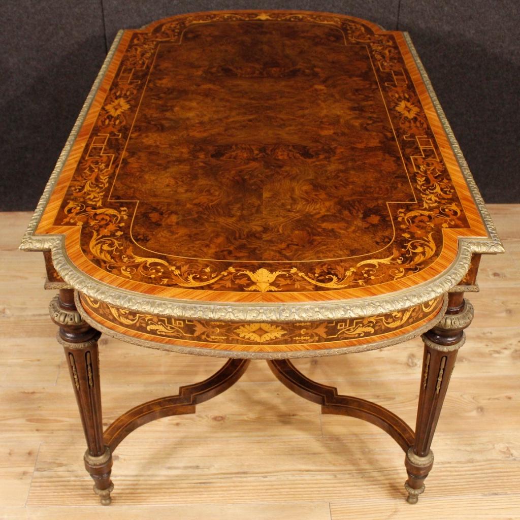19th Century Inlaid Wood and Gilt Bronze French Writing Table, 1880 6