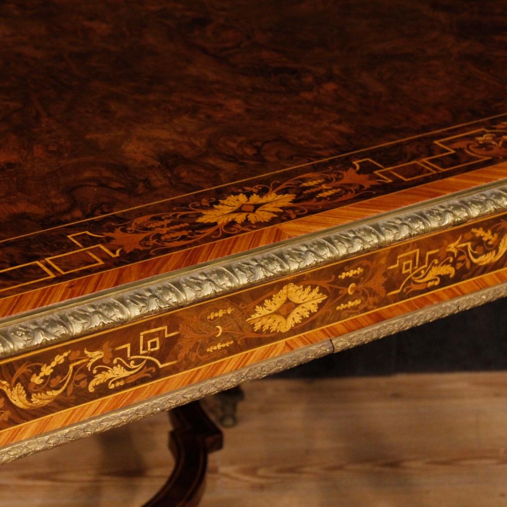 19th Century Inlaid Wood and Gilt Bronze French Writing Table, 1880 4