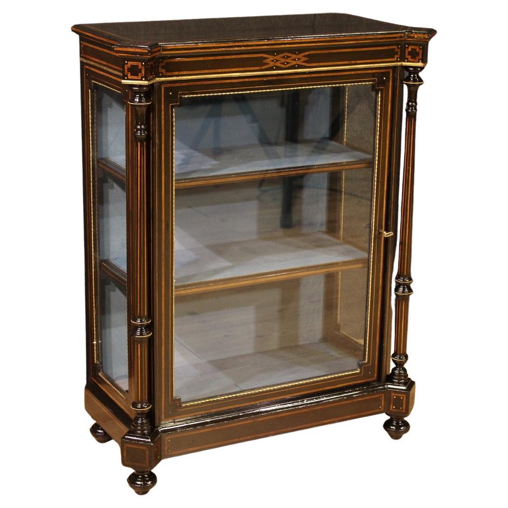 19. Jahrhundert Intarsienholz Antiker englischer Vitrinenschrank, 1880