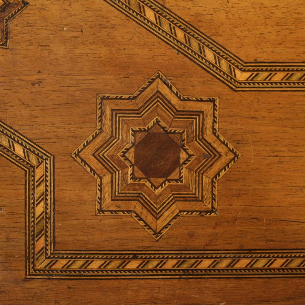 19th Century Inlaid Wood Antique Italian Table, 1880 For Sale 3