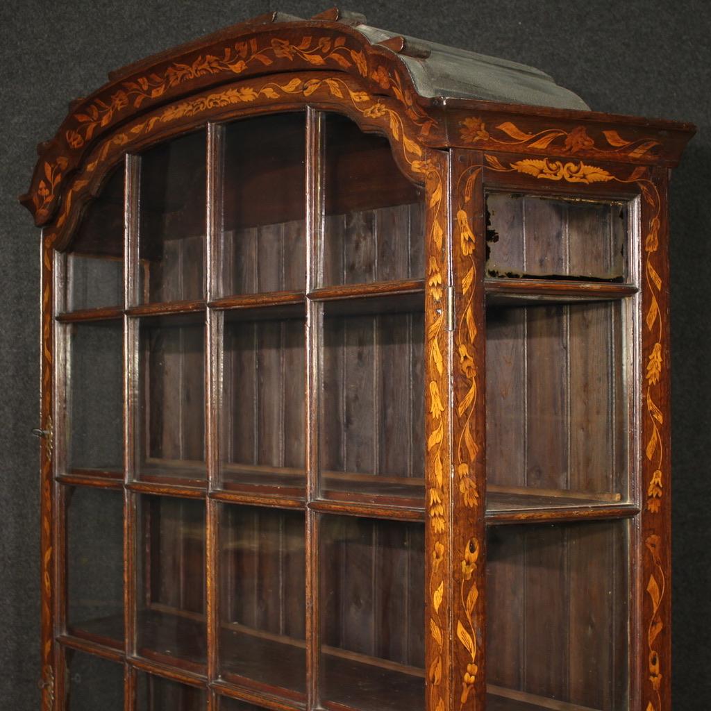 Vitrine ancienne hollandaise en bois marqueté du 19e siècle, 1880 en vente 6