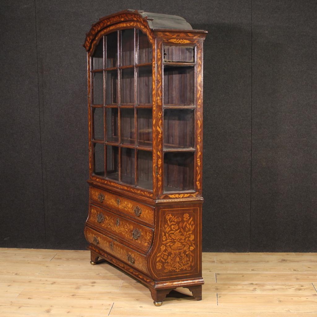 Vitrine ancienne hollandaise en bois marqueté du 19e siècle, 1880 Bon état - En vente à Vicoforte, Piedmont