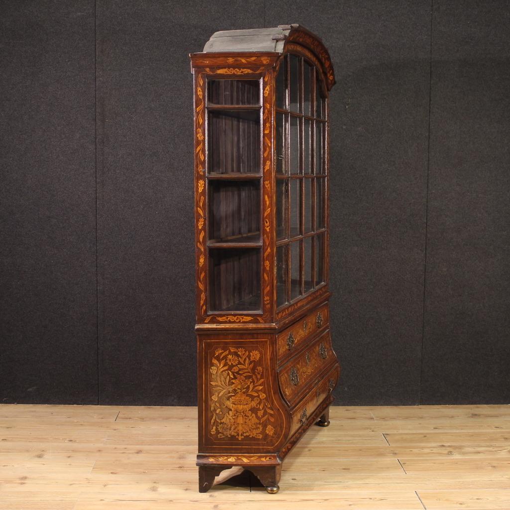 Vitrine ancienne hollandaise en bois marqueté du 19e siècle, 1880 en vente 3