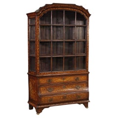 19th Century Inlaid Wood Dutch Antique Display Cabinet, 1880