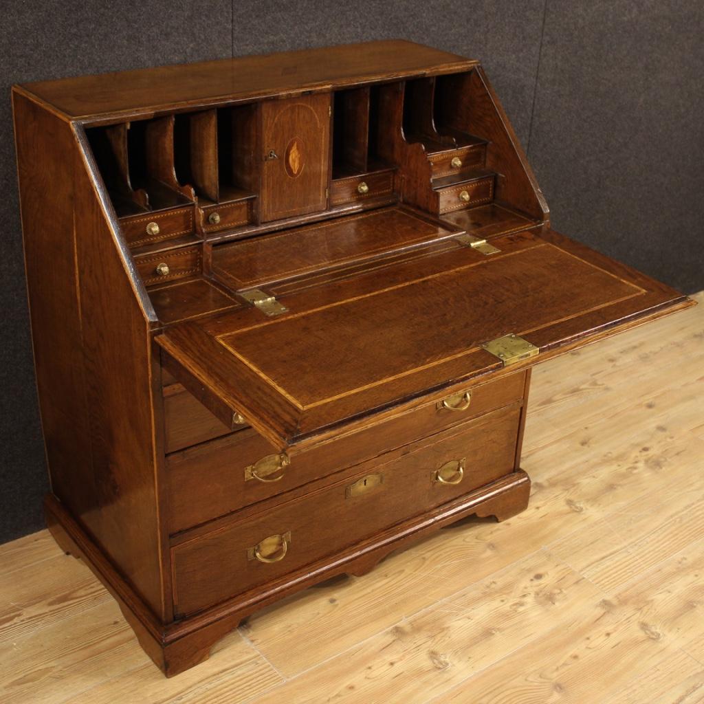 19th Century Inlaid Wood English Bureau Desk, 1870 In Good Condition In Vicoforte, Piedmont