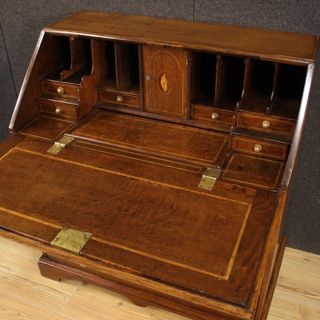 19th Century Inlaid Wood English Bureau Desk, 1870 1