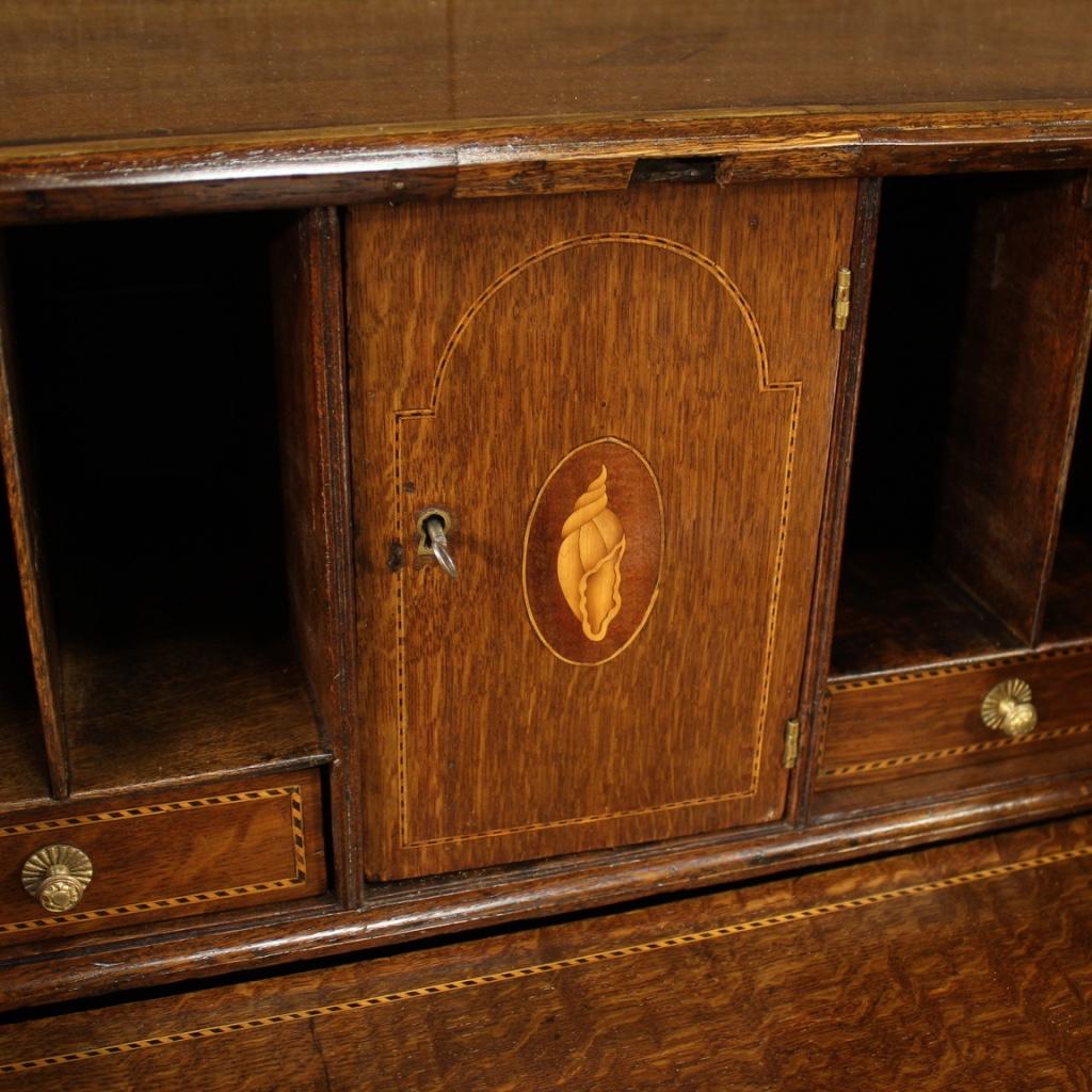 19th Century Inlaid Wood English Bureau Desk, 1870 3