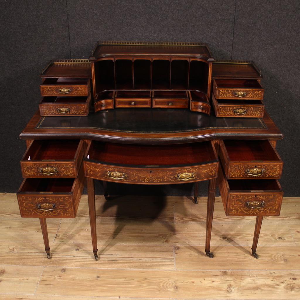 englischer Schreibtisch mit Intarsien aus Holz, 19. Jahrhundert, 1880 im Angebot 3