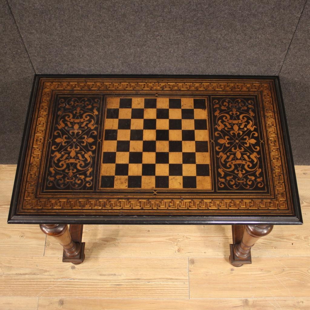 19th Century Inlaid Wood French Antique Game Table, 1880 7