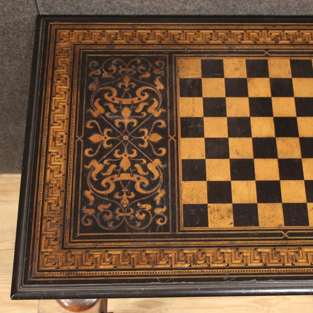 19th Century Inlaid Wood French Antique Game Table, 1880 8