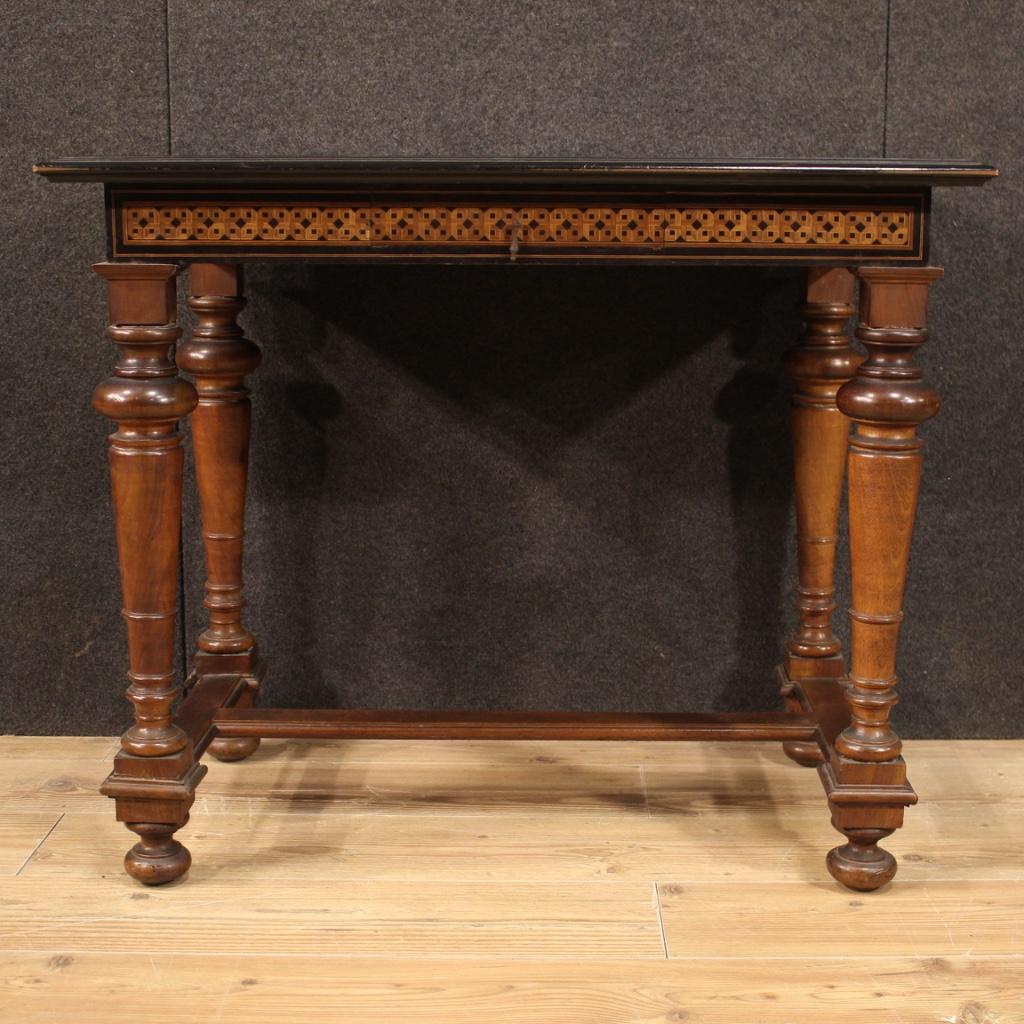 19th Century Inlaid Wood French Antique Game Table, 1880 1