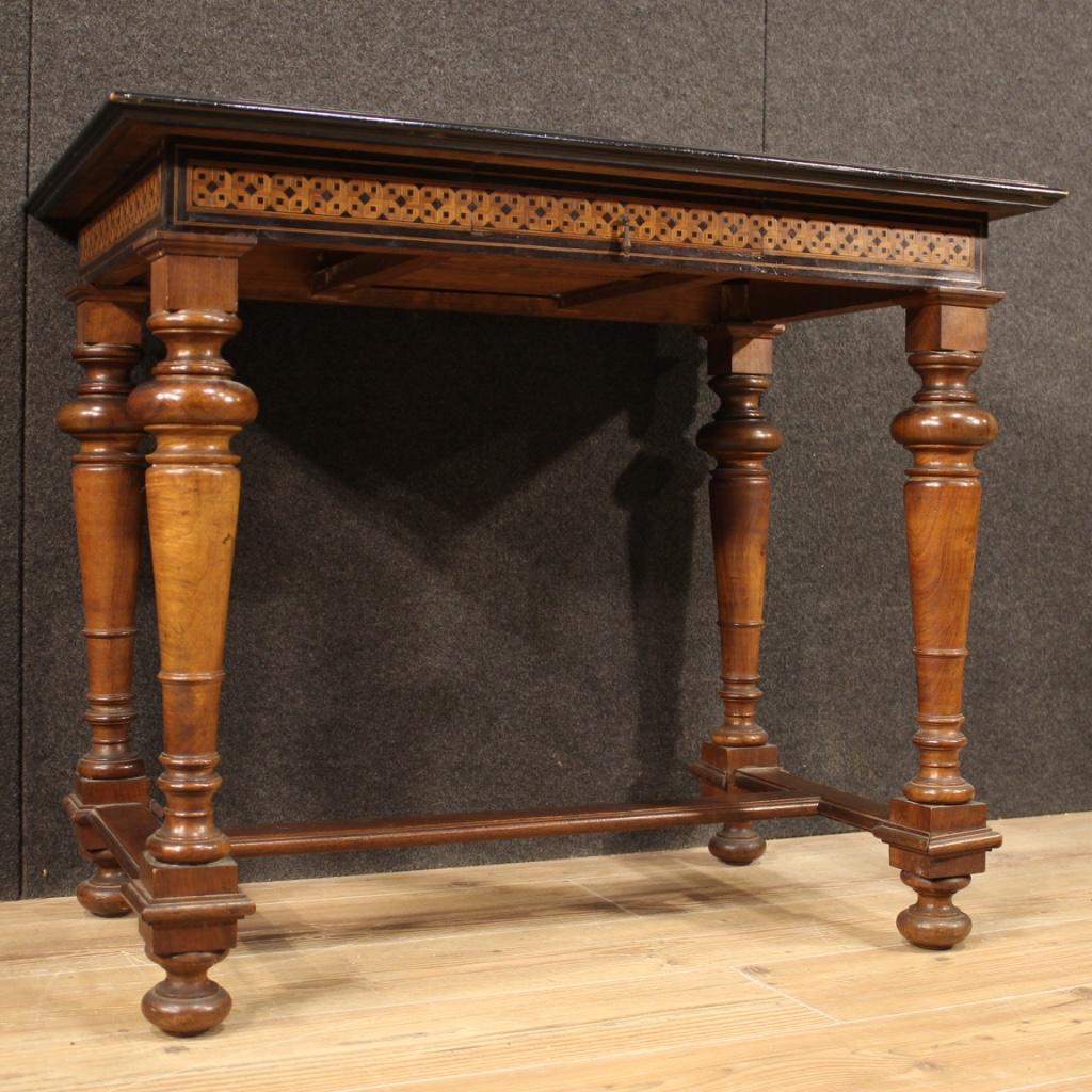 19th Century Inlaid Wood French Antique Game Table, 1880 5