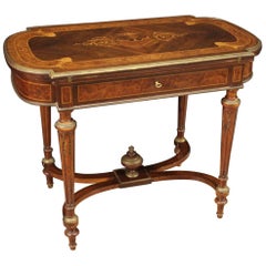 19th Century Inlaid Wood French Antique Game Table, 1880