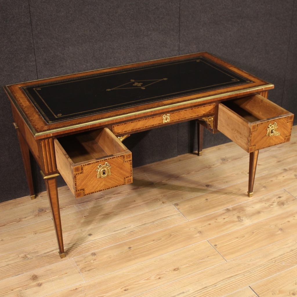 19th Century Inlaid Wood French Louis XVI Style Napoleon III Era Writing Desk For Sale 2