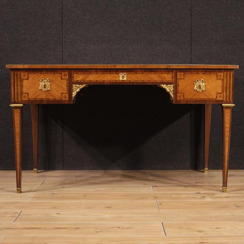 19th Century Inlaid Wood French Louis XVI Style Napoleon III Era Writing Desk For Sale 3