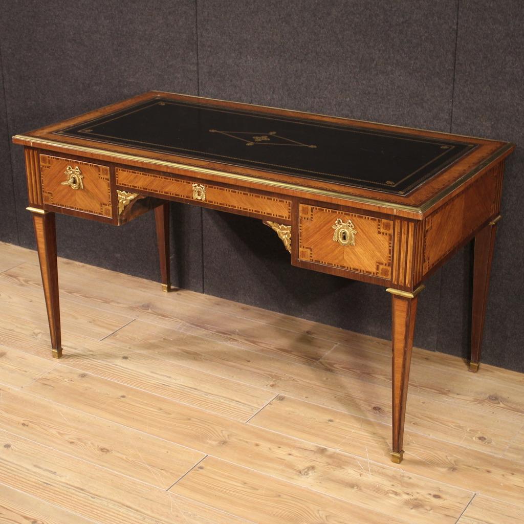 19th Century Inlaid Wood French Louis XVI Style Napoleon III Era Writing Desk For Sale 4