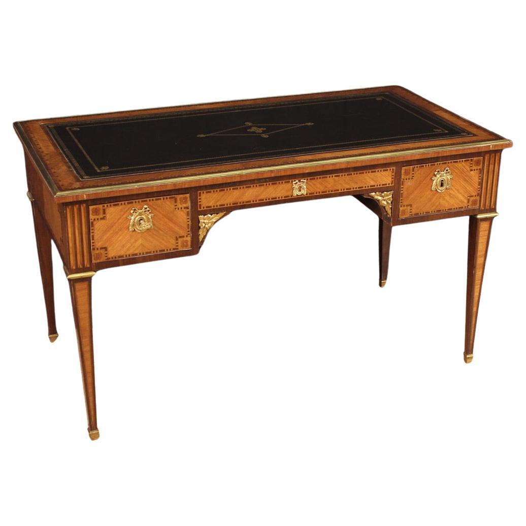 19th Century Inlaid Wood French Louis XVI Style Napoleon III Era Writing Desk For Sale