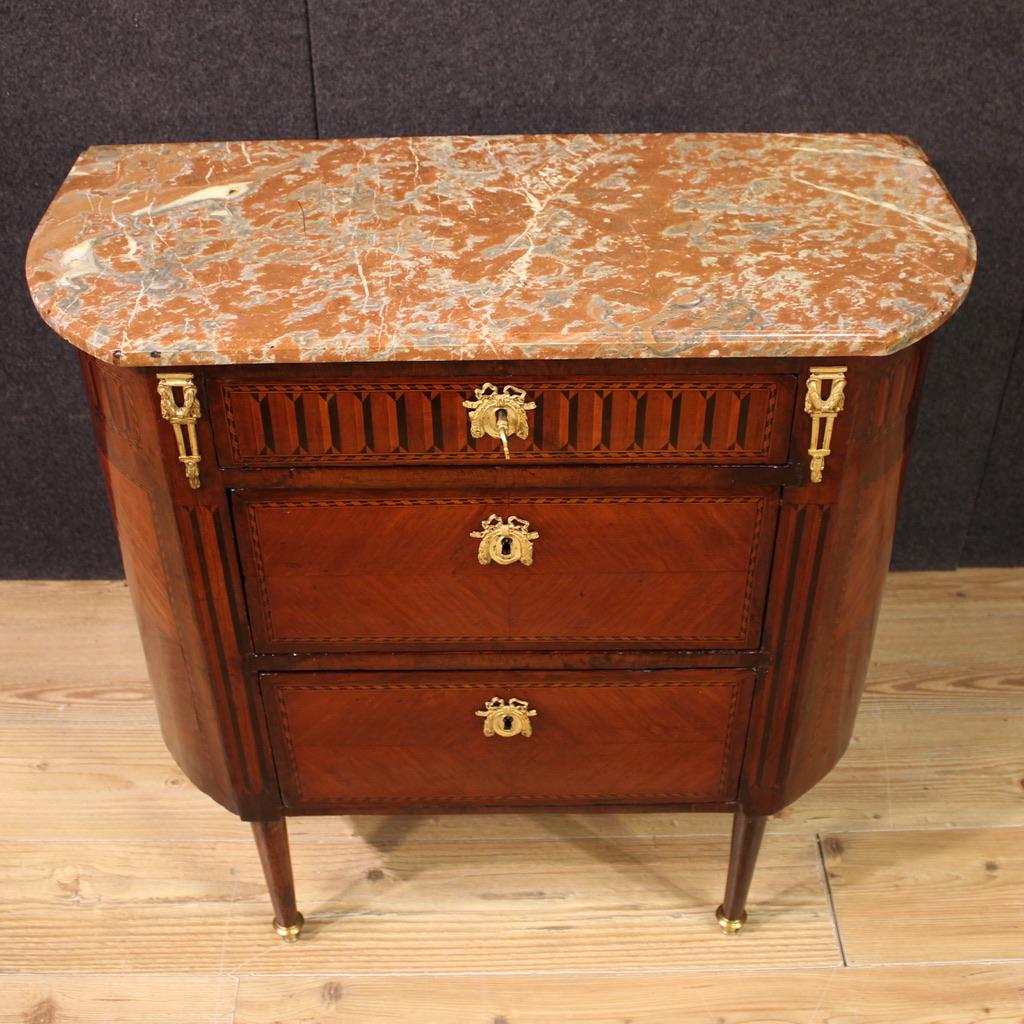 Commodo francese Napoleone III con piano in marmo e legno intarsiato del XIX secolo, 1880 in vendita 2