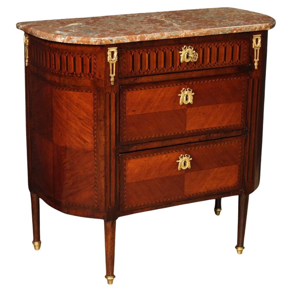 Commodo francese Napoleone III con piano in marmo e legno intarsiato del XIX secolo, 1880