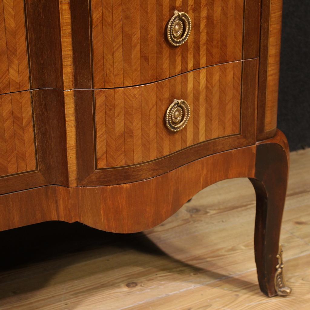 19th Century Inlaid Wood Marble Top Transition Style French Commode, 1870s For Sale 6