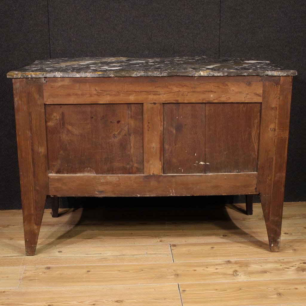 19th Century Inlaid Wood Marble Top Transition Style French Commode, 1870s For Sale 2