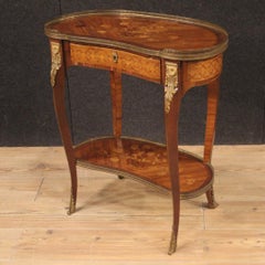 19th Century Inlaid Wood with Gilt Bronze and Brass French Side Table Desk, 1870