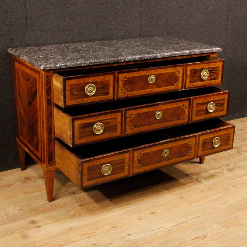 19th Century Inlaid Wood with Marble Top French Louis XVI Style Dresser, 1880 6