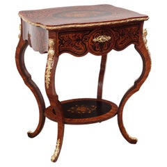 19th Century, Inlaid Work Table, with Gilt Bronze