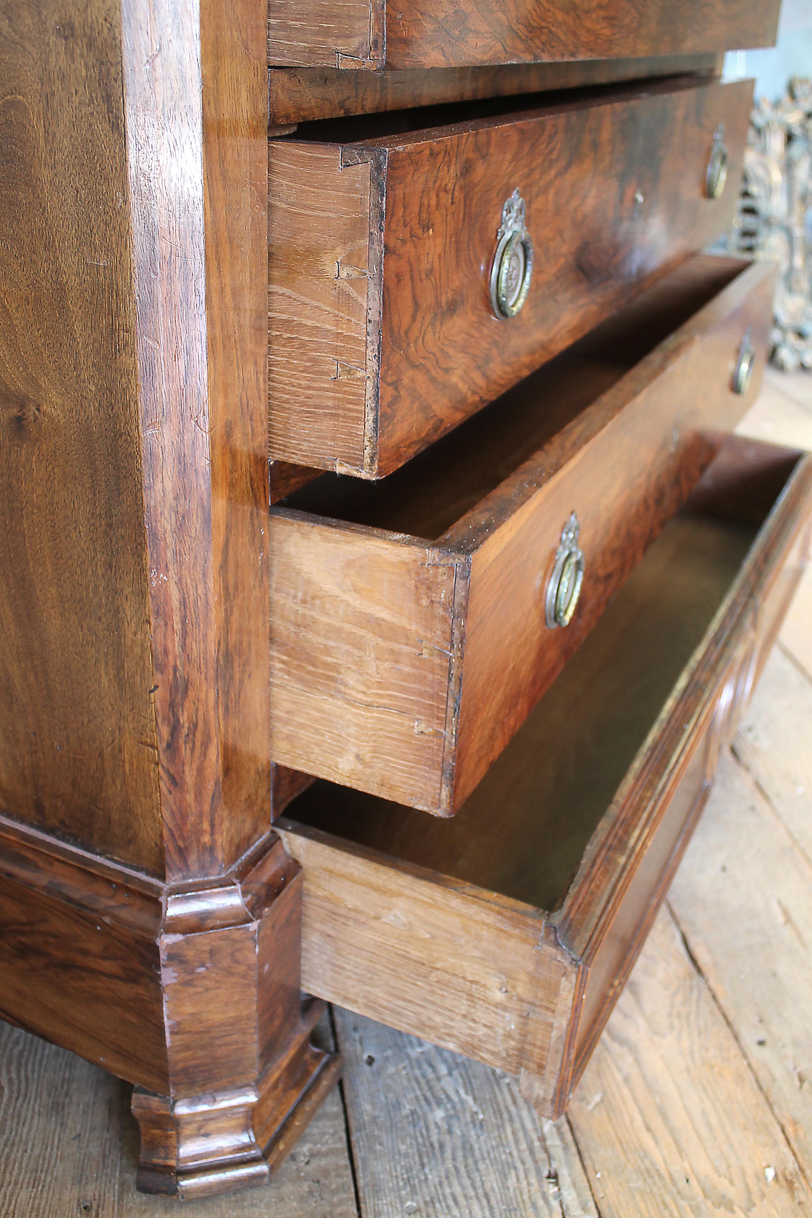 19th Century Inlay Empire Style Chest of Drawers with Marble Top 11