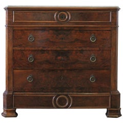 19th Century Inlay Empire Style Chest of Drawers with Marble Top