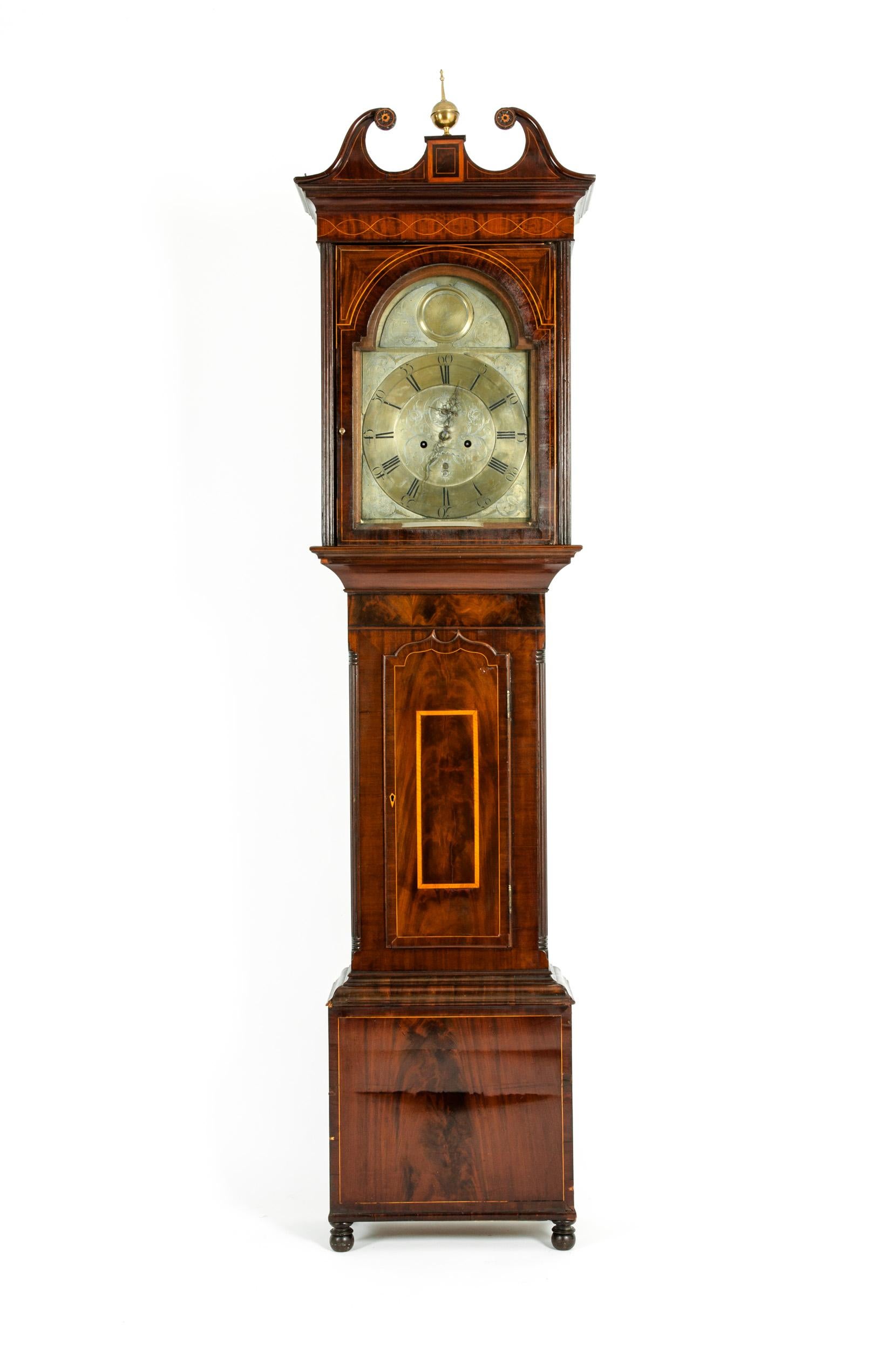 18th Century Inlay Mahogany Wood Long Case Clock 7