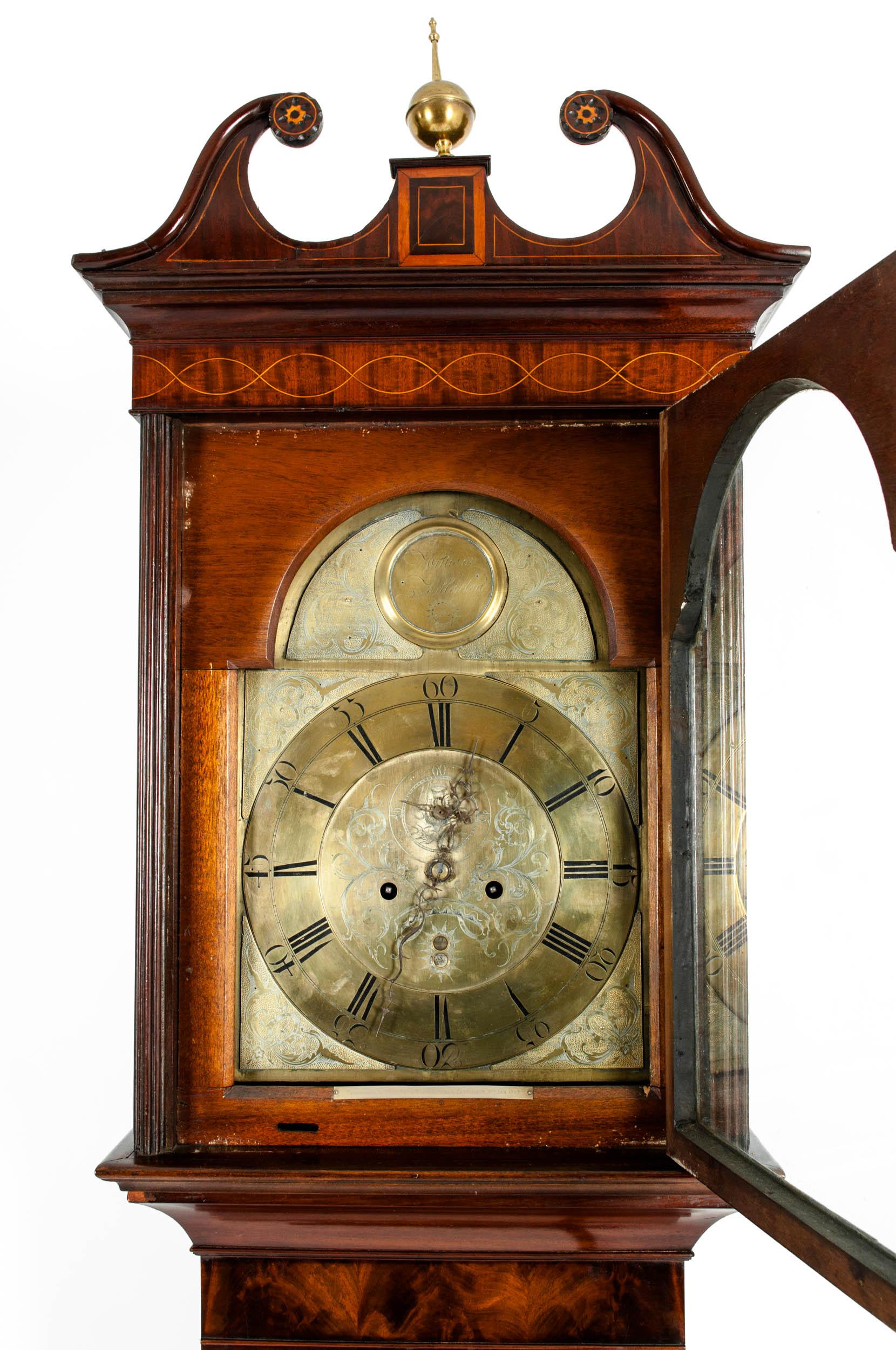 18th Century Inlay Mahogany Wood Long Case Clock In Good Condition In Tarry Town, NY