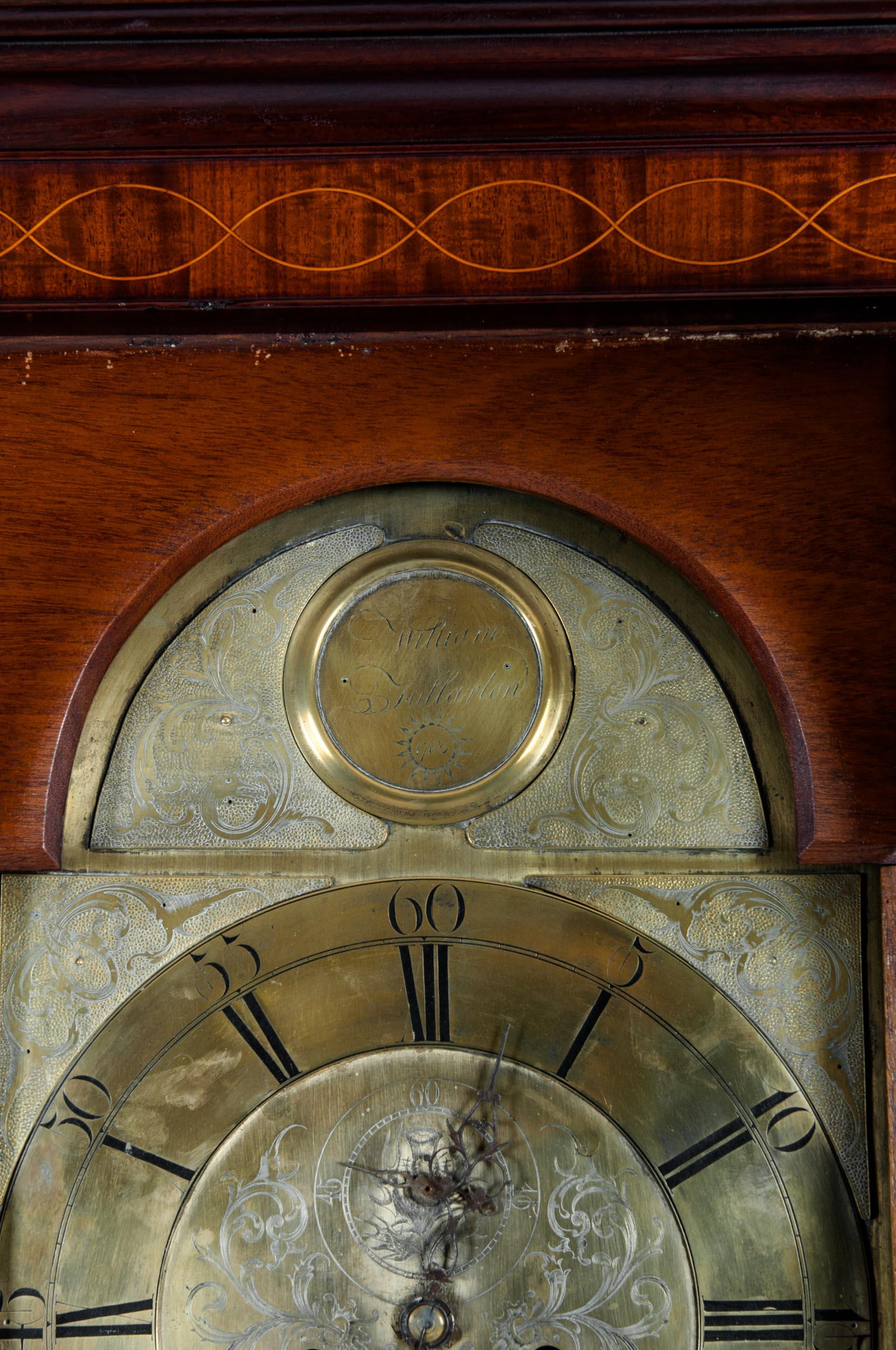18th Century Inlay Mahogany Wood Long Case Clock 1