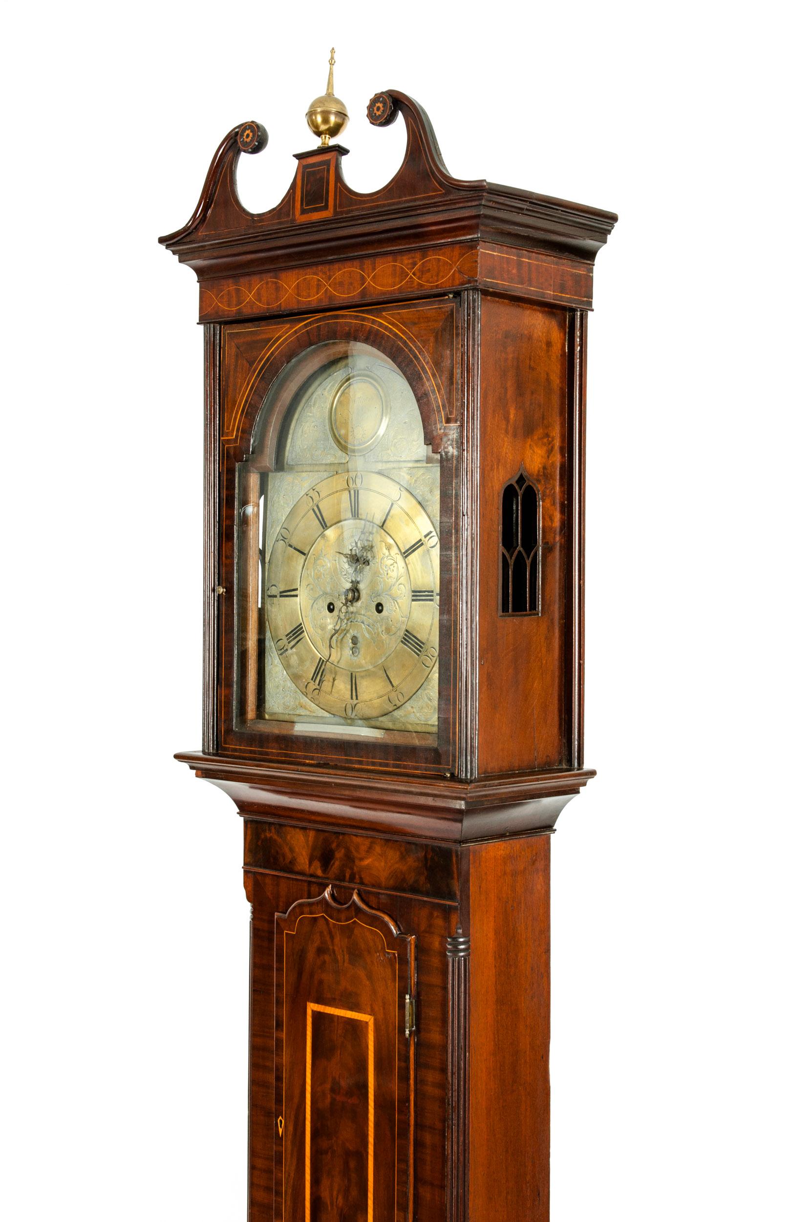 18th Century Inlay Mahogany Wood Long Case Clock 4