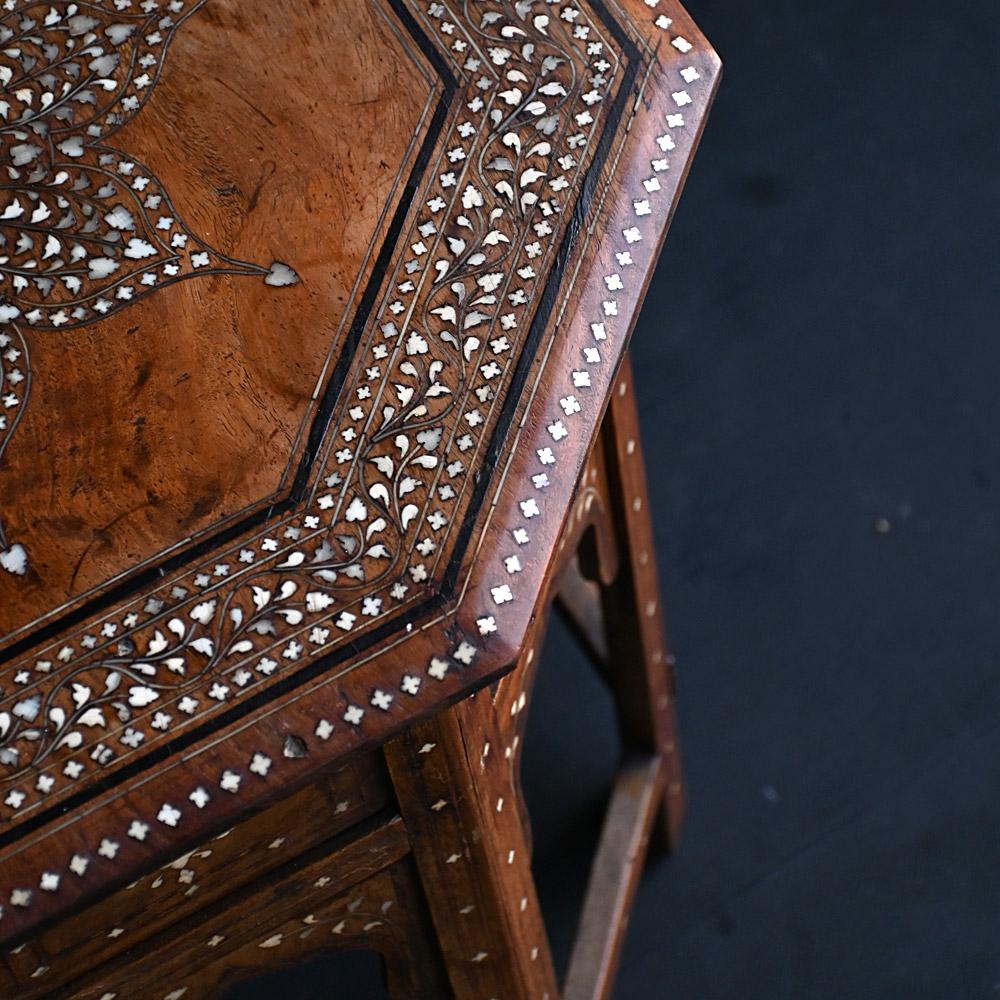 Indian 19th century inlayed Hoshiarpur occasional folding side table