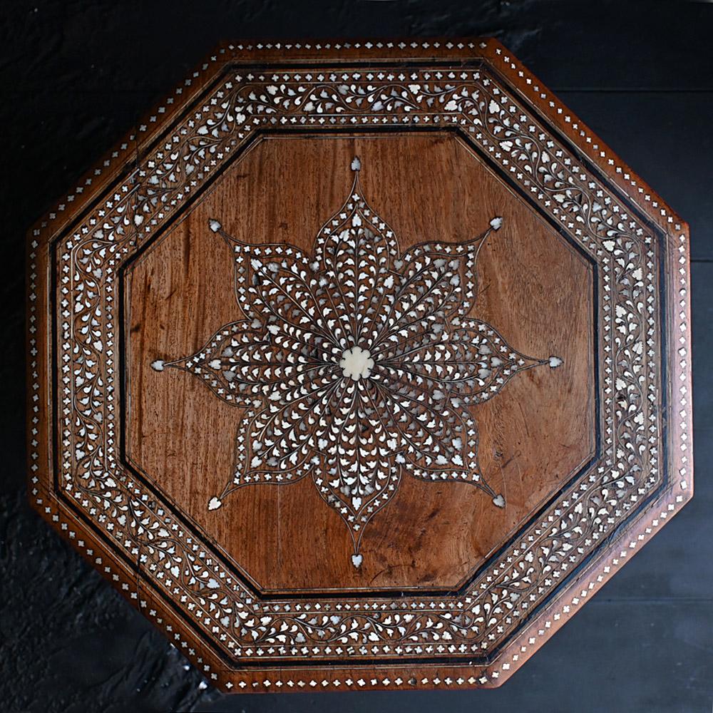 19th Century 19th century inlayed Hoshiarpur occasional folding side table